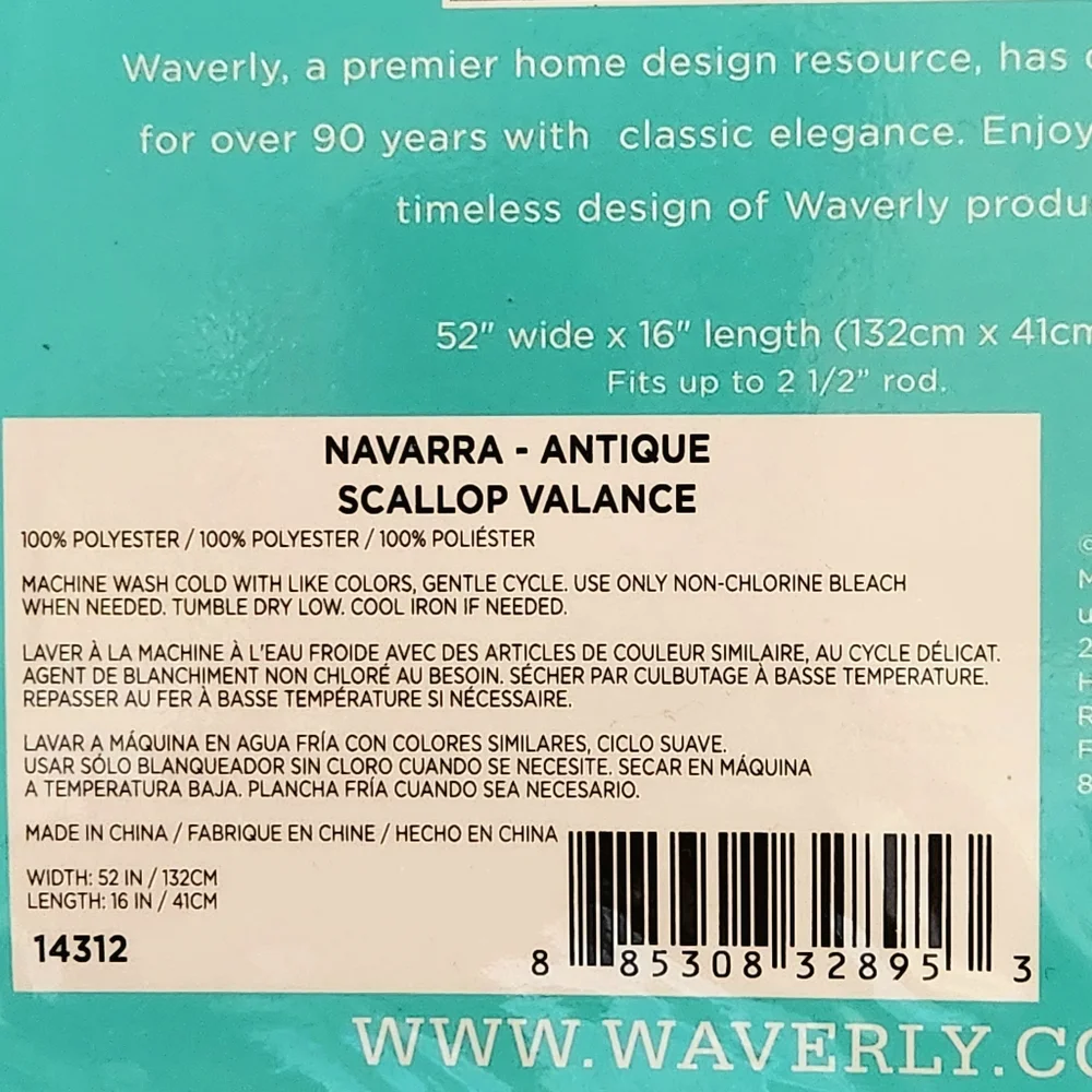 Waverly Traditions Navarra Antique Scallop Valance 52